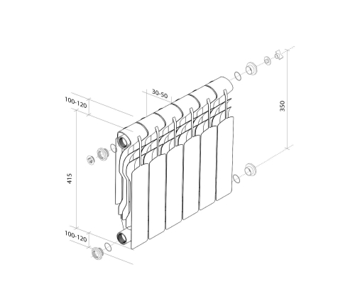 Радиатор биметаллический Royal Thermo Revolution Bimetall 350 [1 секция]