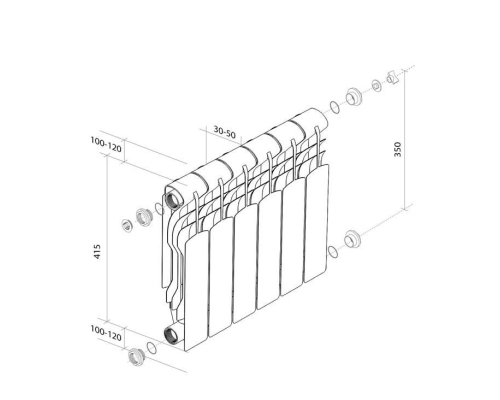 Радиатор алюминиевый Royal Thermo Revolution 350 [1 секция]