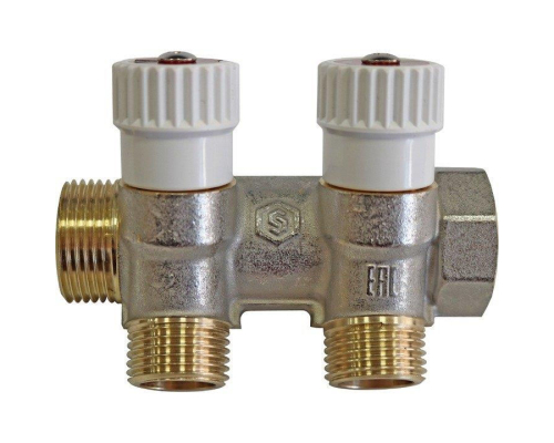 Коллектор с регулирующими вентилями Stout SMB 6852 1"х1/2" 2 выхода
