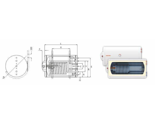 Комбинированный бойлер Sunsystem BB S1 гориз. [80 л]