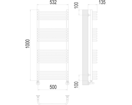 Полотенцесушитель TERMINUS Стандарт П20 500х1000 Нержавеющая сталь