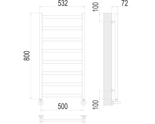 Полотенцесушитель TERMINUS Аврора П8 500х800 RAL 9005 матовый