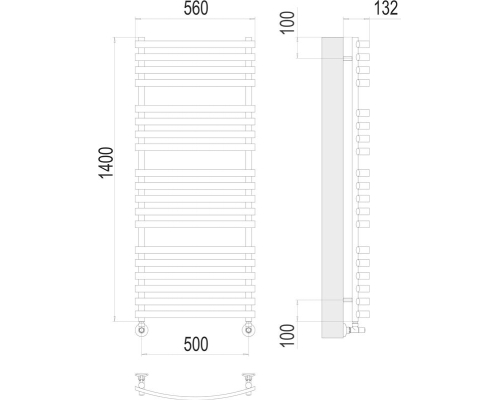 Полотенцесушитель TERMINUS Капри П19 500х1400 Нержавеющая сталь