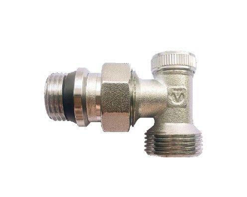Клапан настроечный Valtec угловой с самоуплотняющимся полусгоном и переходом на "евроконус"