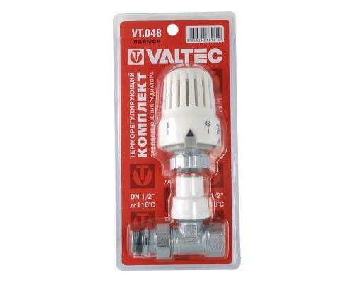 Клапан с термостатической головкой Valtec для радиаторов, прямой 1/2"