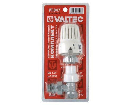 Клапан с термостатической головкой Valtec для радиаторов, угловой 1/2"