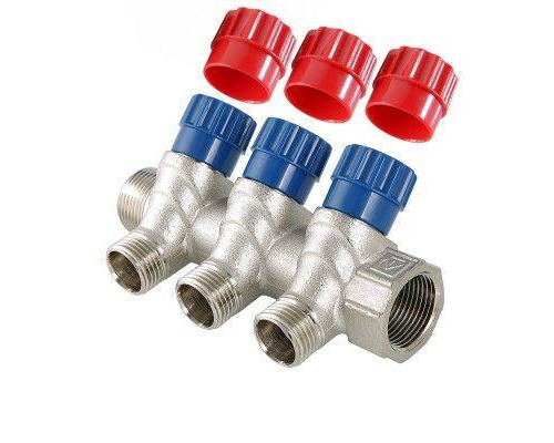 Коллектор Valtec с регулировочными вентилями, 1"х2 вых. 1/2" нар.