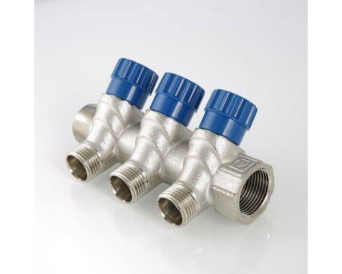 Коллектор Valtec с регулировочными вентилями, 1"х2 вых. 1/2" нар.