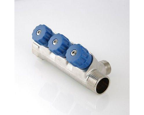 Коллектор Valtec с регулировочными вентилями, 1"х2 вых. 1/2" нар.