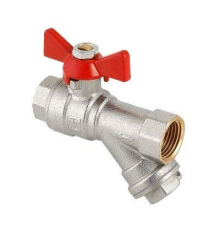 Кран шаровой Valtec со встроенным фильтром, рукоятка бабочка 1/2" вн.-вн.