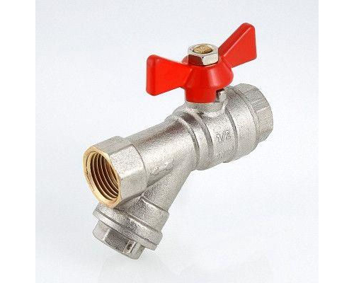 Кран шаровой Valtec со встроенным фильтром, рукоятка бабочка 1/2" вн.-вн.