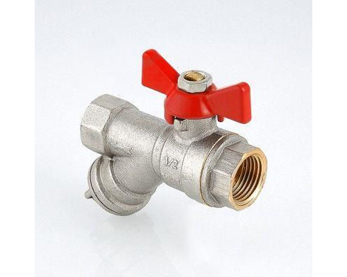 Кран шаровой Valtec со встроенным фильтром, рукоятка бабочка 1/2" вн.-вн.