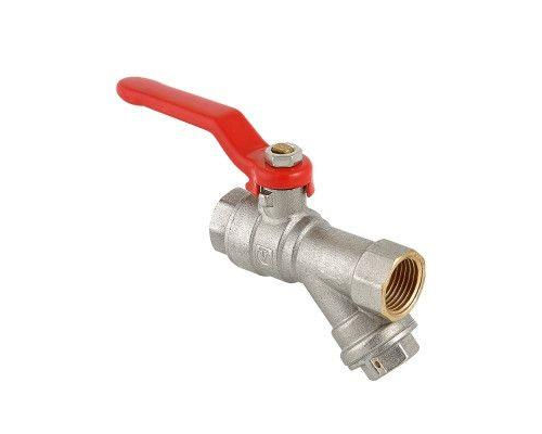Кран шаровой Valtec со встроенным фильтром, стальная рукоятка 1/2" вн.-вн.