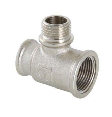 Тройник латунный Valtec с переходом на нар.р. 3/4"-1/2"-1/2"