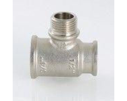 Тройник латунный Valtec с переходом на нар.р. 3/4"-1/2"-1/2"