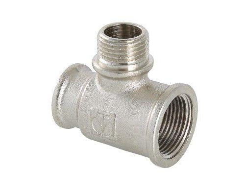 Тройник латунный Valtec с переходом на нар.р. 3/4"-3/4"-1/2"
