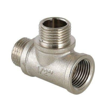 Тройник латунный Valtec с двумя переходами на нар.р. 1/2"
