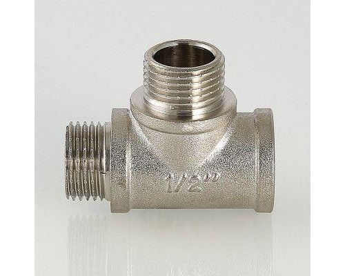 Тройник латунный Valtec с двумя переходами на нар.р. 1/2"