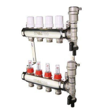 Коллектор Valtec из нержавеющей стали со встроенными расходомерами 1", 3 выхода x 3/4"