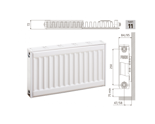 Cтальной панельный радиатор PRADO Classic 11х300х700